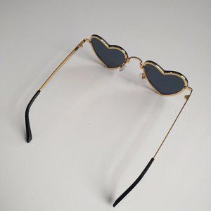 Tinted Gold Frame Heart Sunglasses